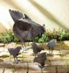 Hen with Chicken Metal Sculpture